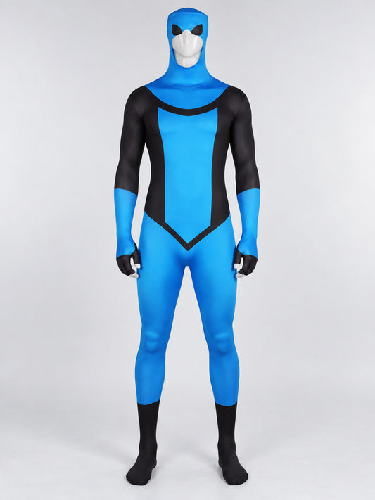 Black and Blue Superhero Cosplay Costume with Mask and Goggles
