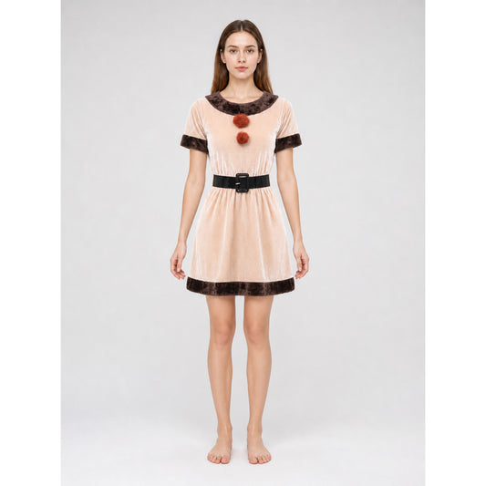 Christmas Reindeer Costume: Dress, Headband, Belt, and Gloves