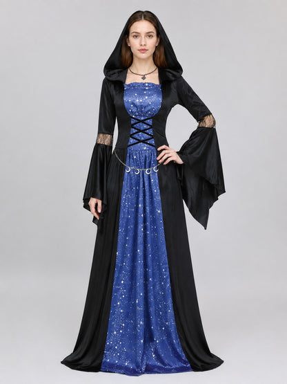 Hooded Lace-Up Carnival Dress on-model view