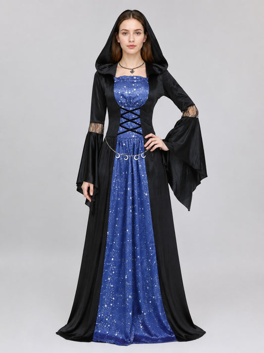 Hooded Lace-Up Carnival Dress on-model view