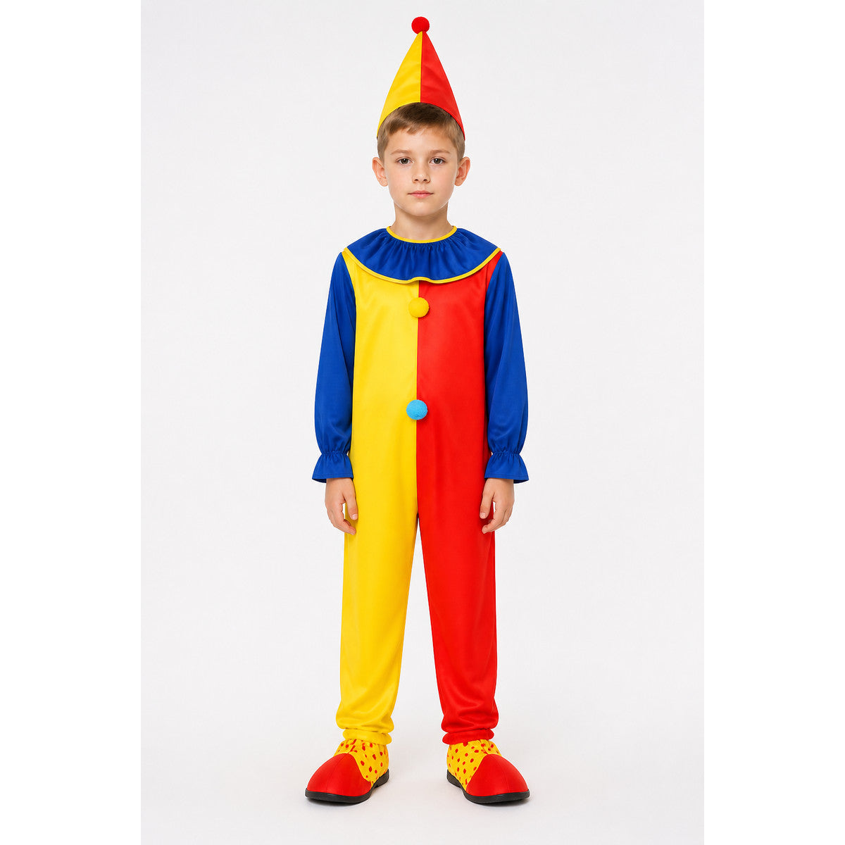 Red and Yellow Clown Jumpsuit for Parties main product view