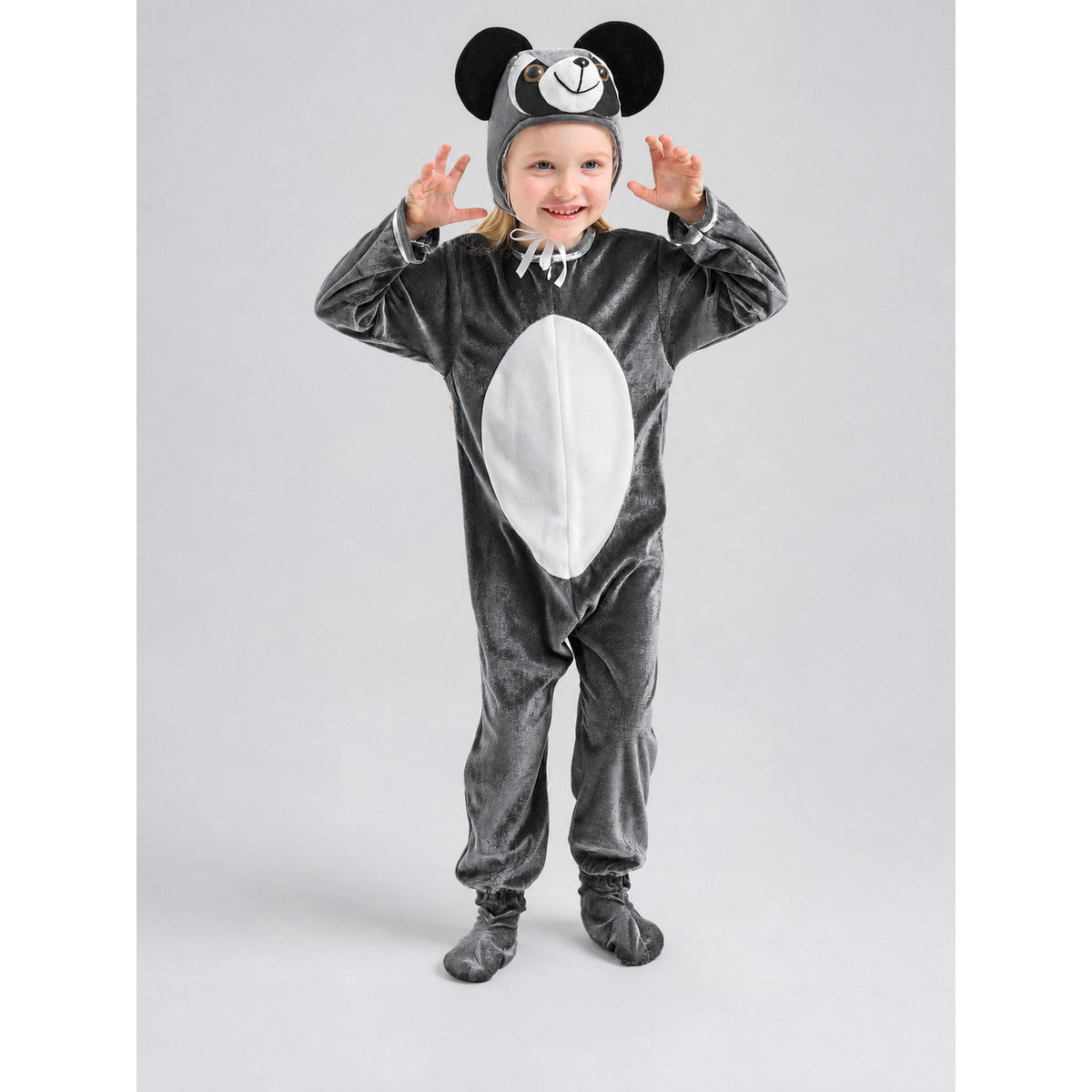 Koala Costume, Gray Hooded Jumpsuit