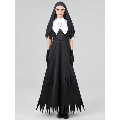 Black Ritual Robe with Cross and Gloves