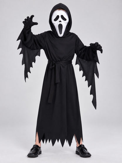 Black Cosplay Costume with Hood, Belt, and Mask