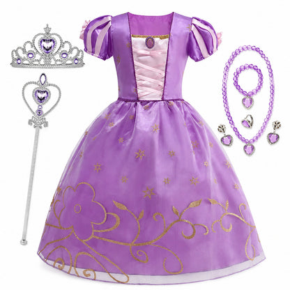 2026 Girl Princess Dress Costume Princess Cosplay Halloween Carnival Party Vestidos Kid Dress - Color:F