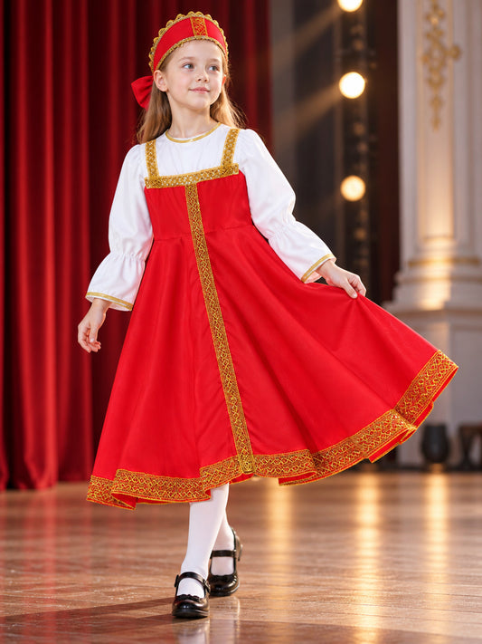Children’s Stage Costume: Red Dress and Headpiece main product view