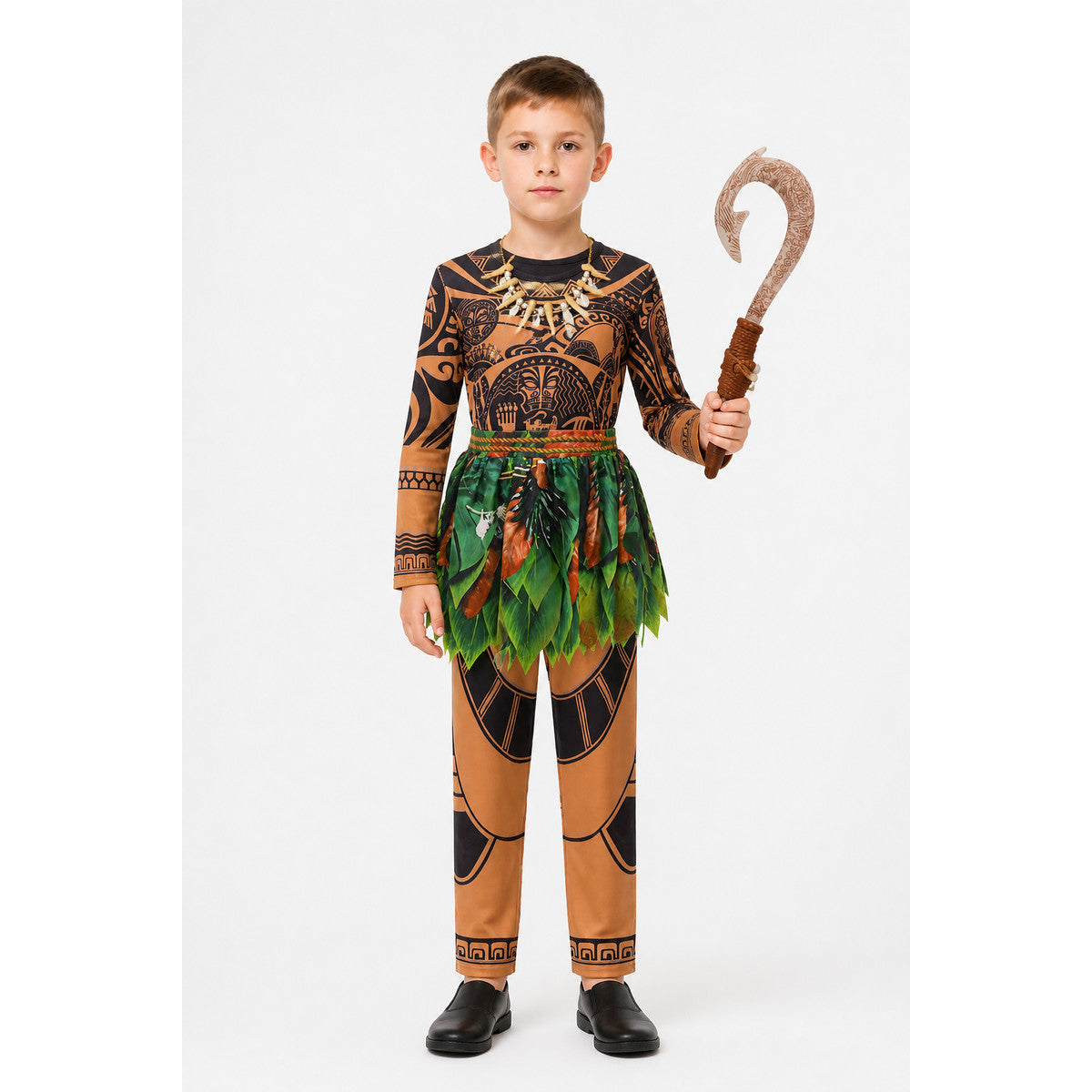 Maui Carnival Costume with Tattoo Print and Leaves main product view