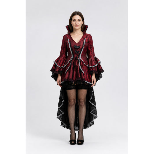 Vampire Costume with Voluminous Sleeves and an Asymmetrical Hem main product view
