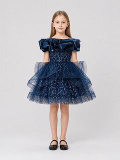 Girls' Dressy Sequin Dress with Full Skirt
