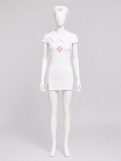 Nurse Costume with Red Crosses on-model view