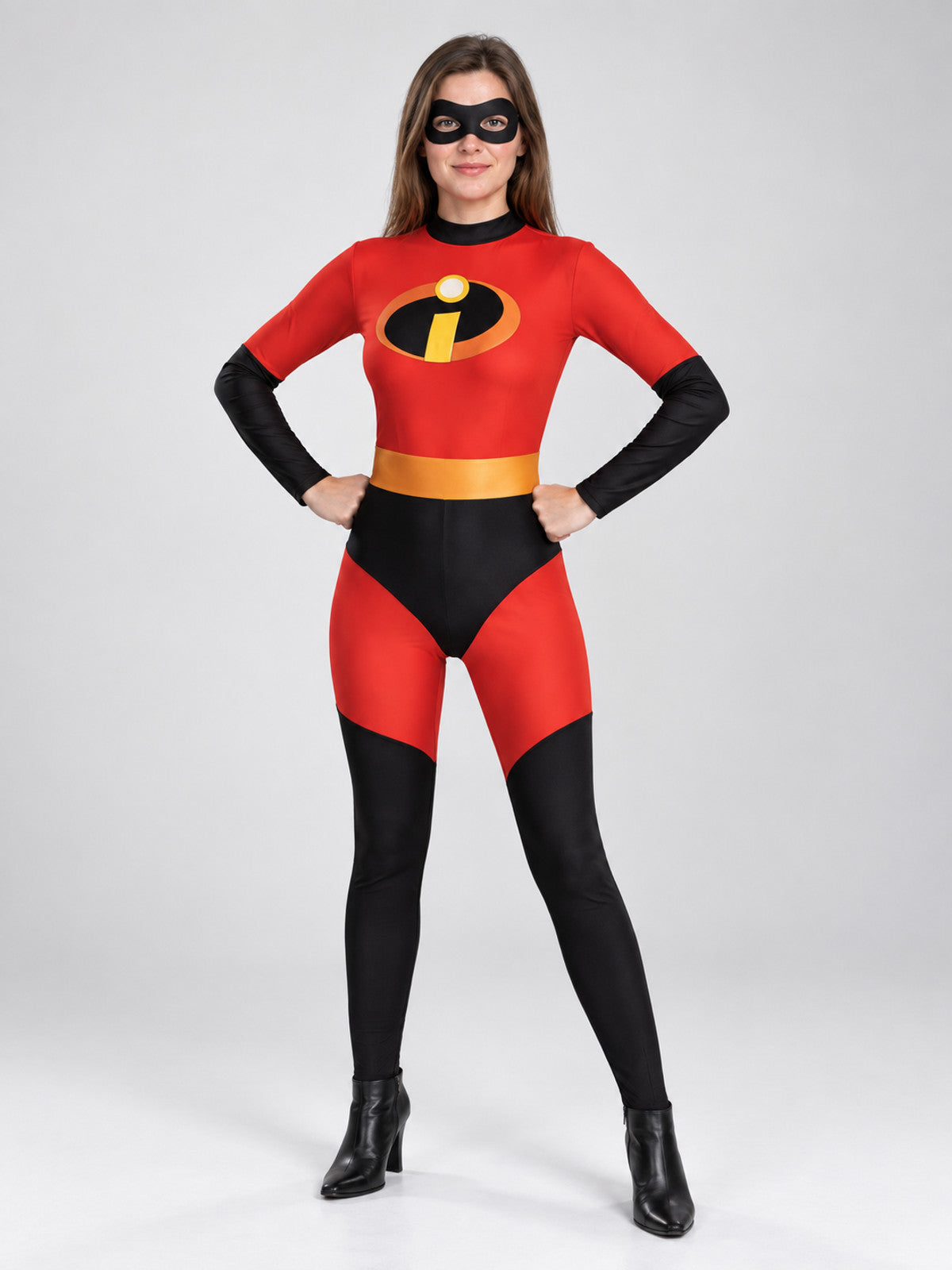 Superhero Carnival Costume with Mask, Red and Black