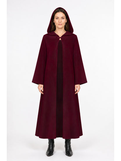 Burgundy Hooded Cloak for Jedi Cosplay main product view
