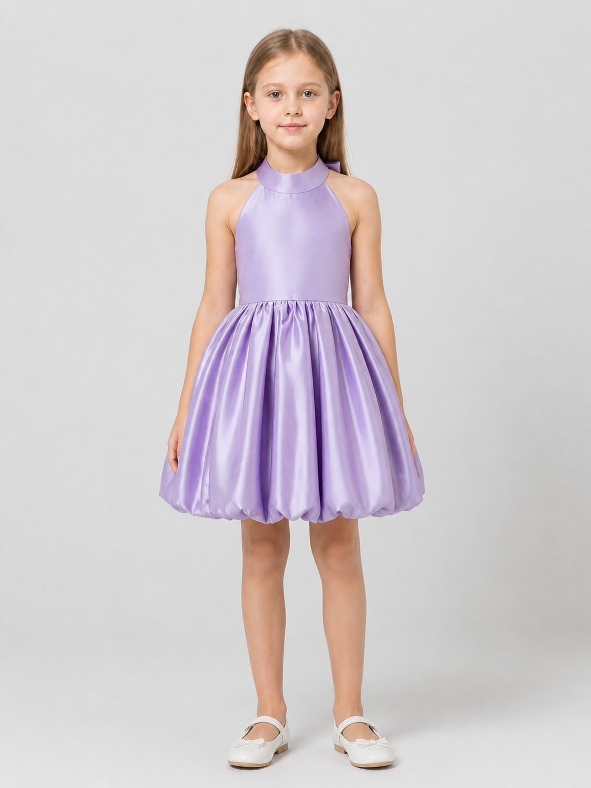 Tutu Dress with a Satin Sheen and Bow on-model view