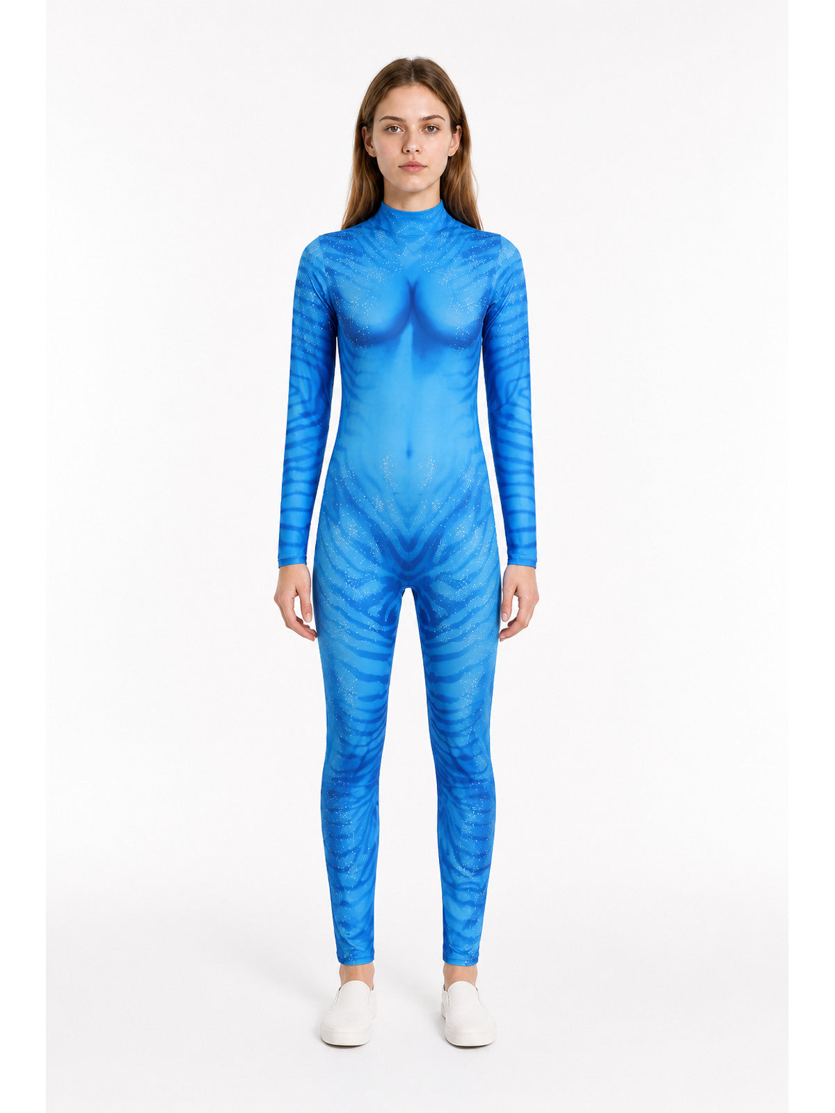 Avatar 3 One-Piece Blue Jumpsuit with High Collar main product view