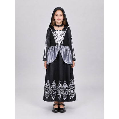 Black Halloween Skull Dress with Hood