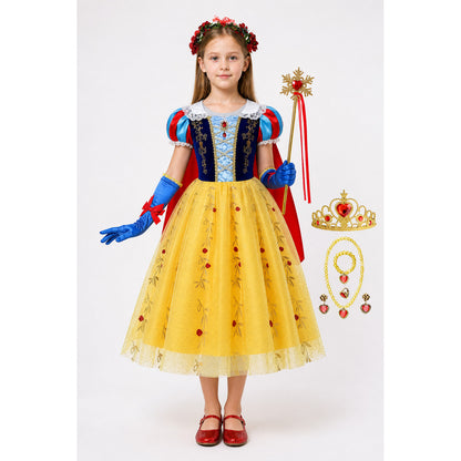 Snow White Costume with Cape and Crown for Parties main product view