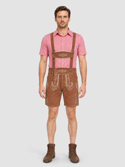 Bavarian Costume with Shirt and Suspender Shorts on-model view
