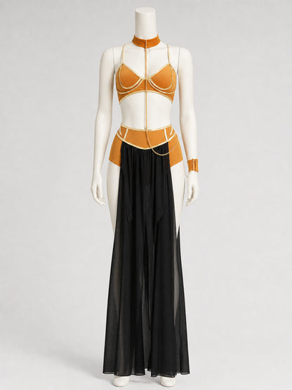 Egyptian Costume with Skirt and Accessories on-model view