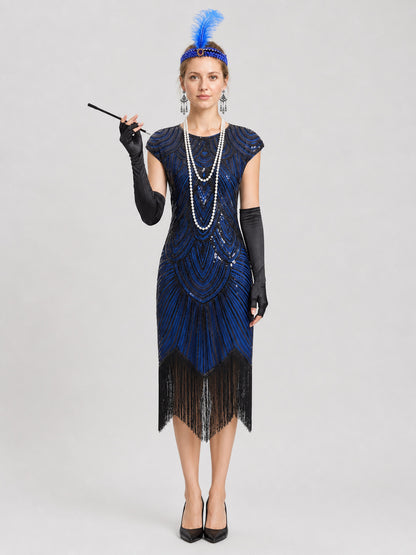Sequin and Fringe Dress, 1920s-Style Set on-model view