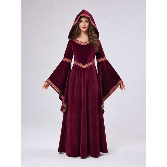 Carnival Burgundy Hooded Cloak