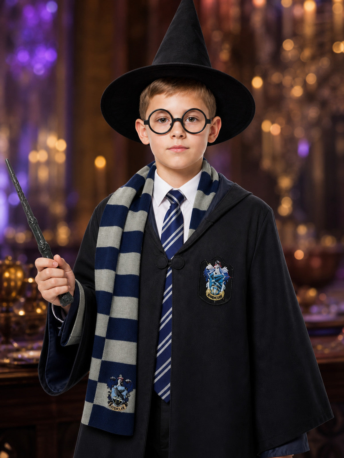 Harry Potter Ravenclaw Hooded Robe for Cosplay on-model view