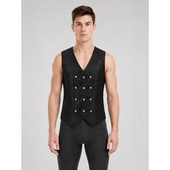 Black sleeveless patterned cosplay vest