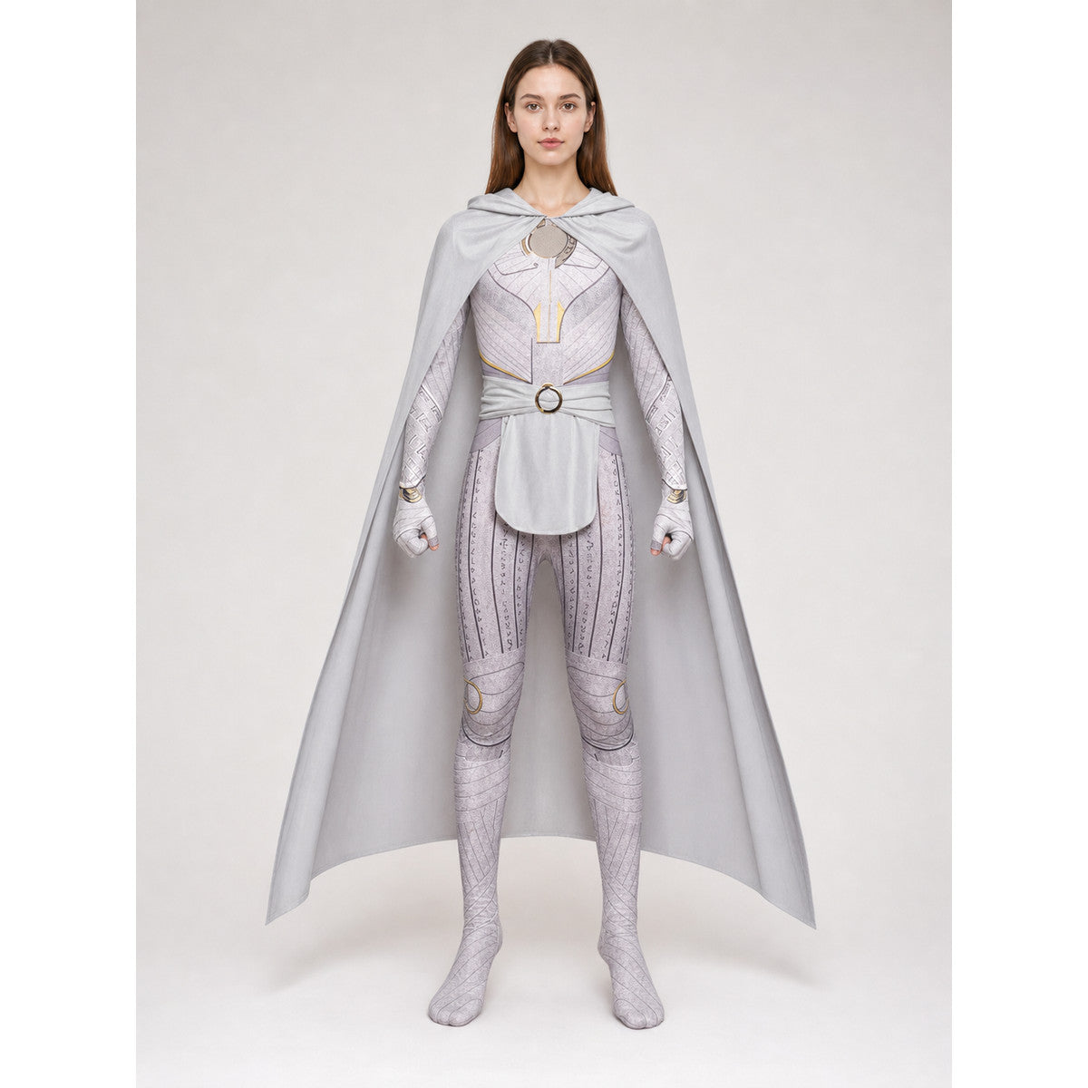 Superhero cosplay costume with hood and cape