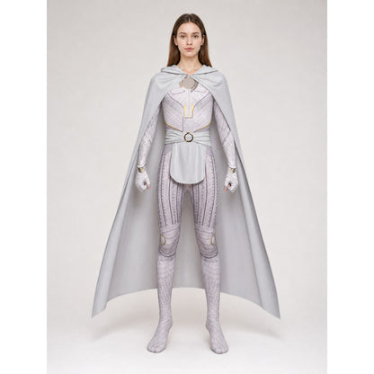 Superhero cosplay costume with hood and cape