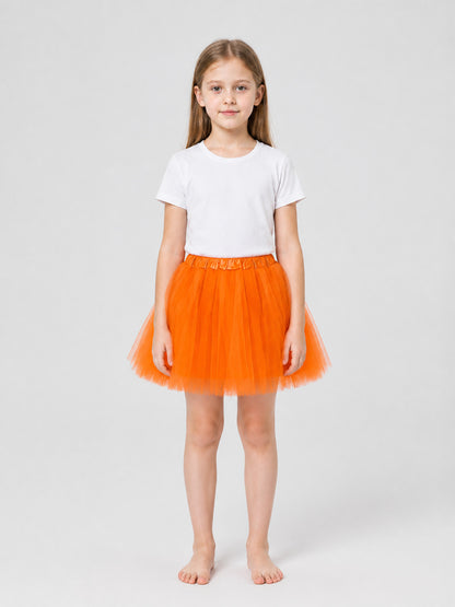 Orange Full Tulle Skirt for Halloween on-model view