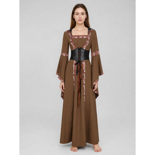Medieval Hooded Lace-Up Dress