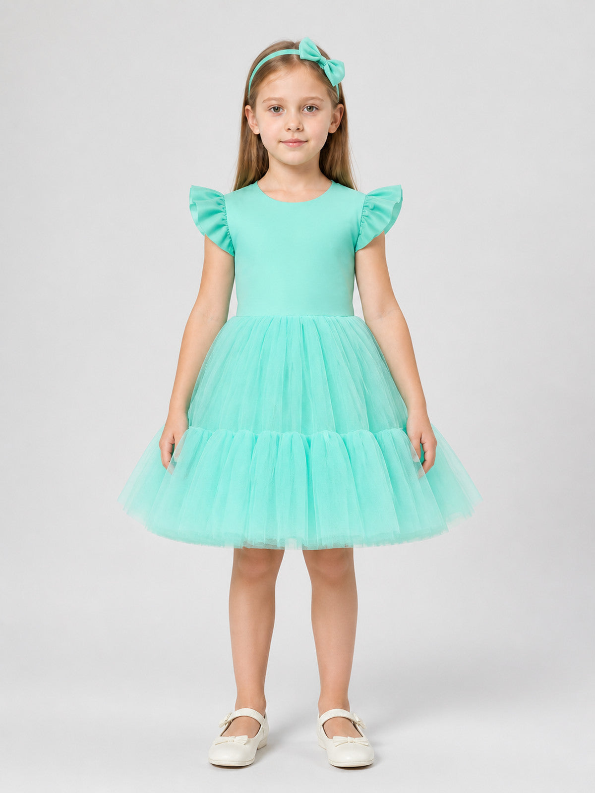 Mint Green Princess Dress for Girls with Headband