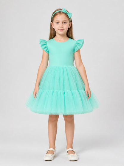 Mint Green Princess Dress for Girls with Headband
