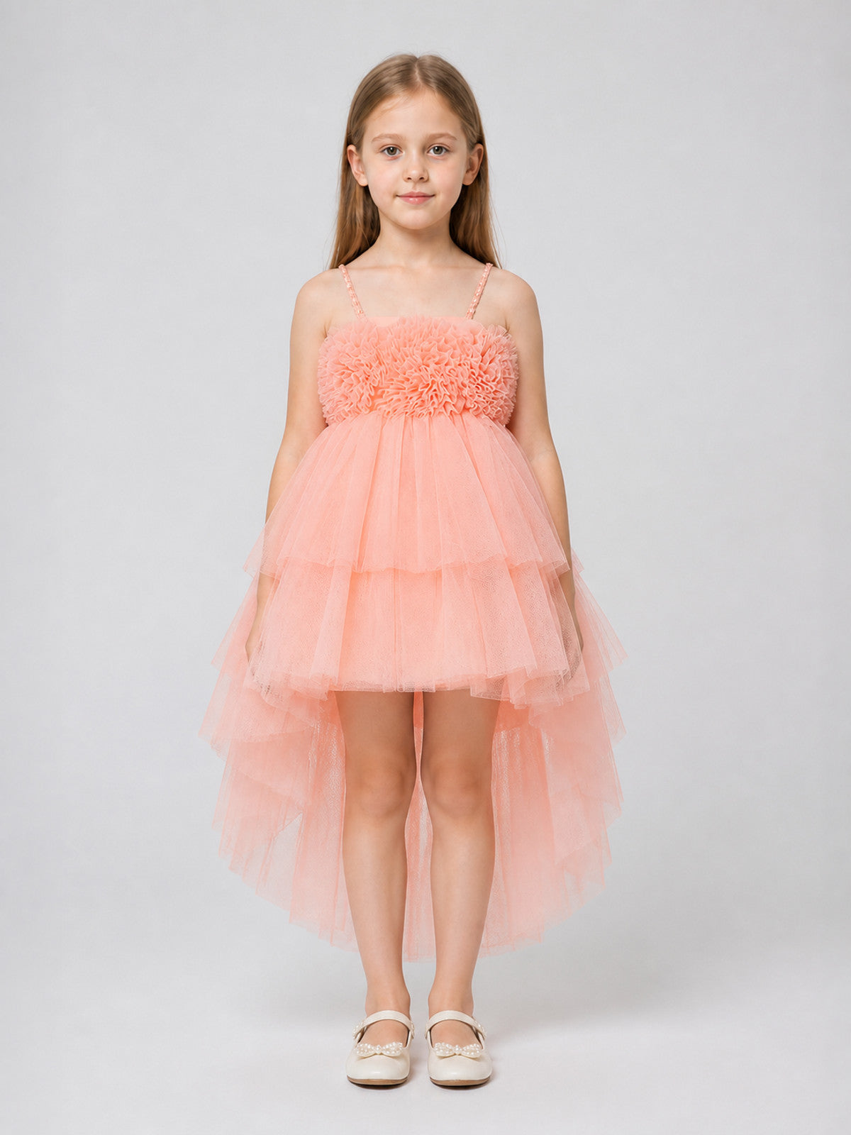 European Tutu Dress with Train for Performances on-model view