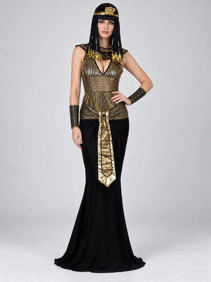 Black and Gold Egyptian-Style Carnival Costume on-model view