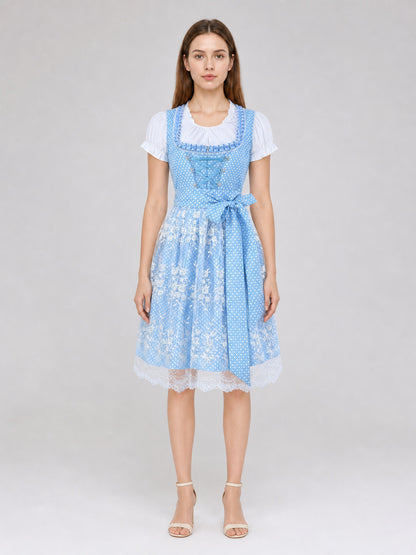 Dirndl-Style Dress with Lace Trim on-model view