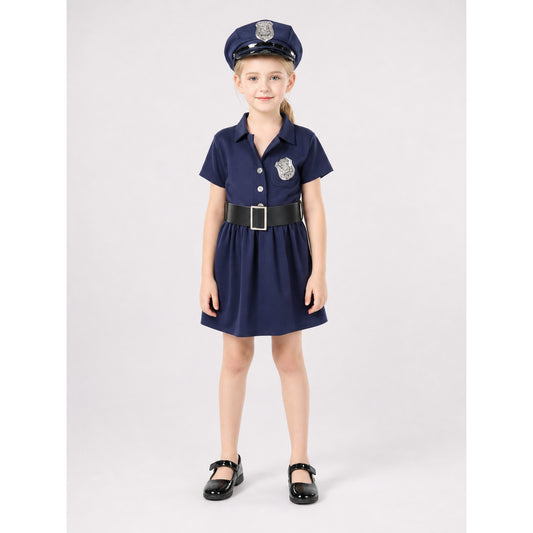 Children’s police costume dress, cap, belt