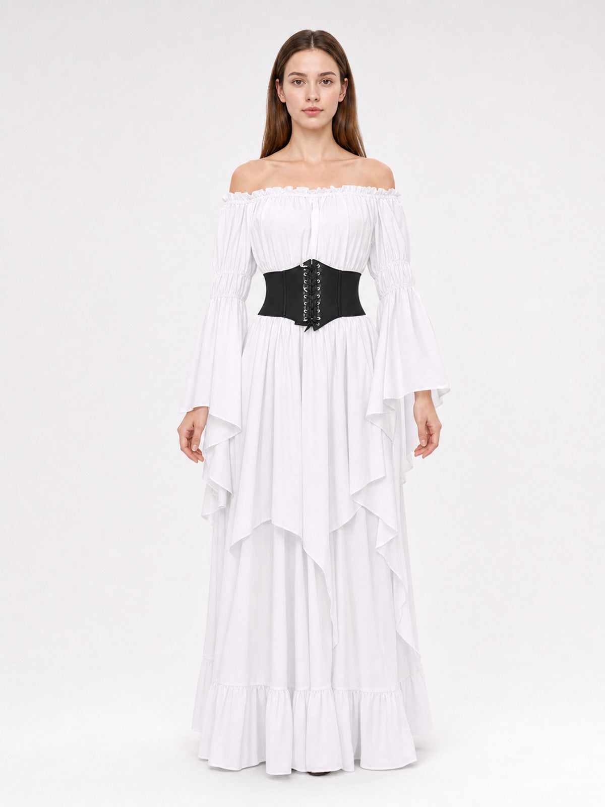 Medieval Maxi Dress with Corset Panel front view