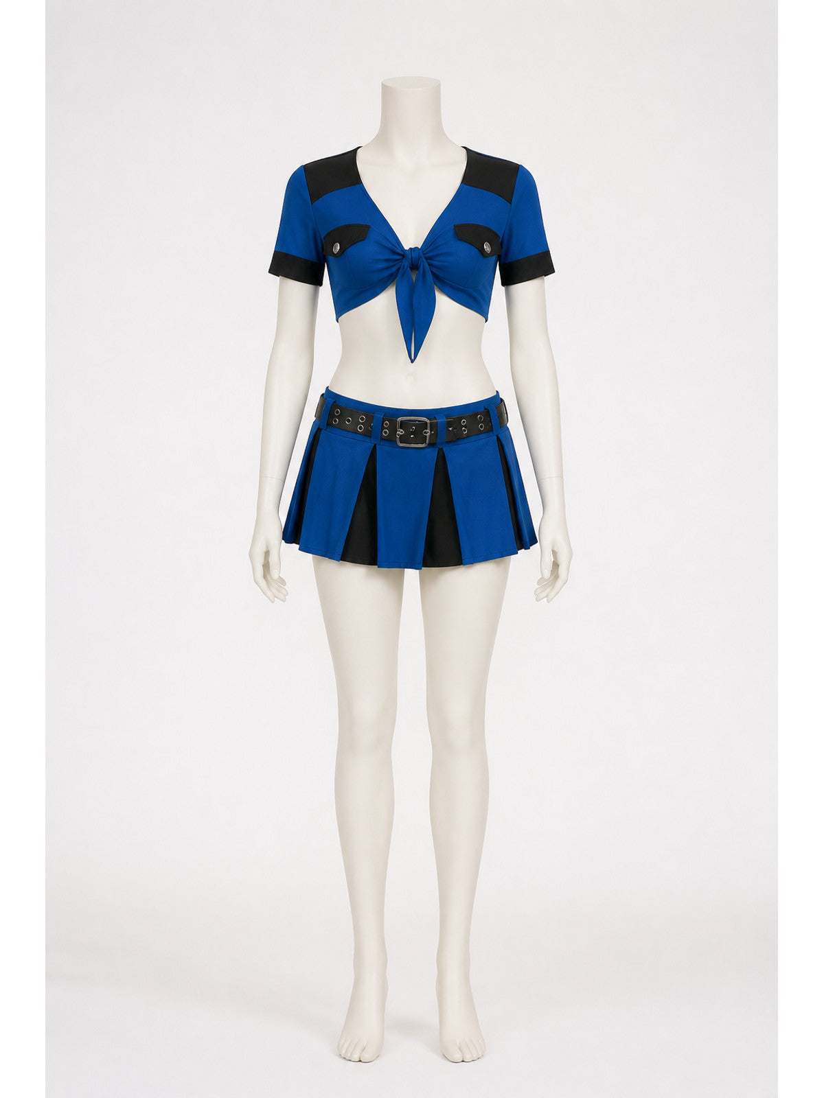 Short Police Costume with Skirt, Blue and Black main product view
