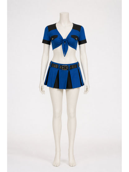 Short Police Costume with Skirt, Blue and Black main product view