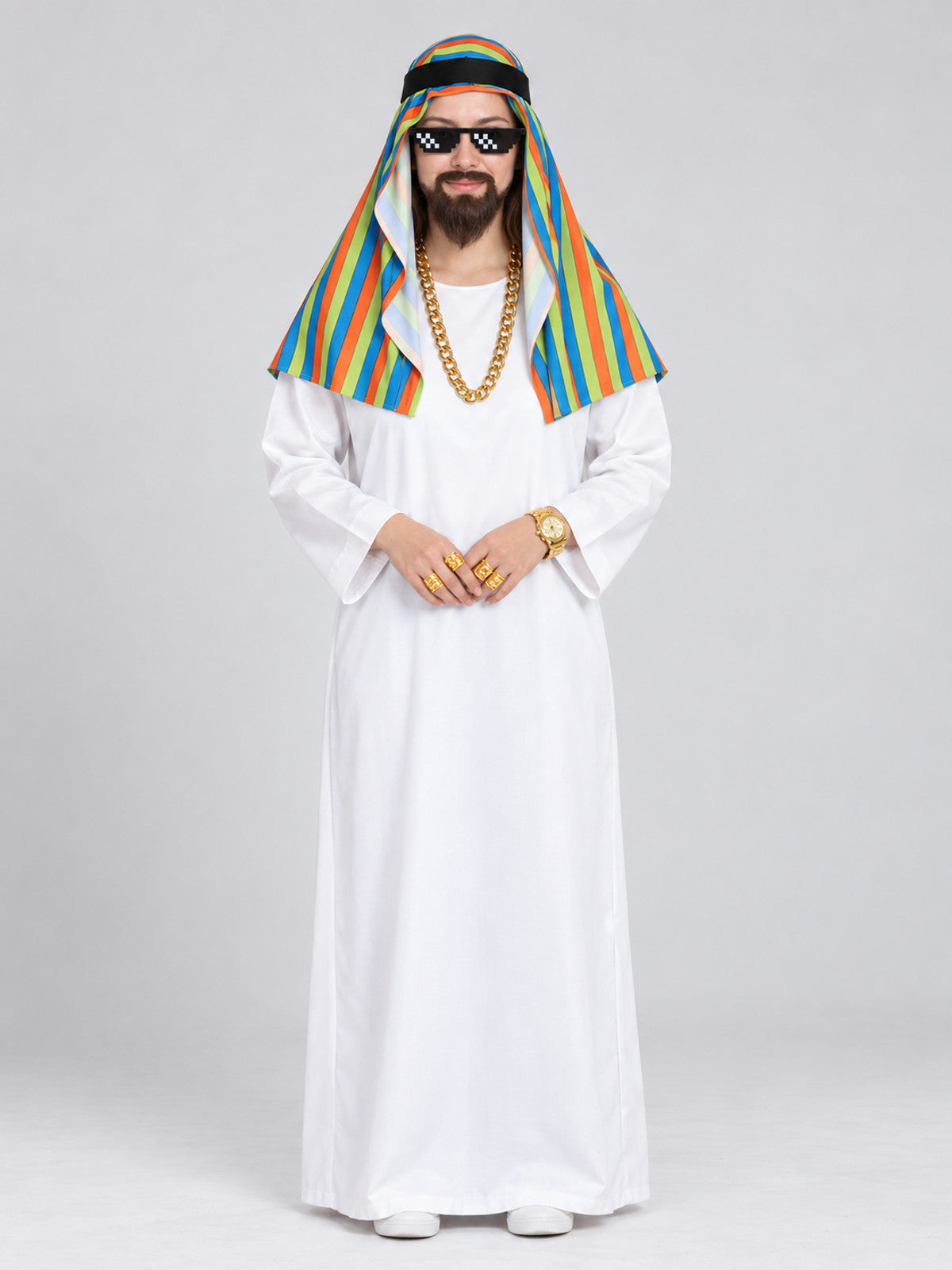 Costume: White Robe, Headscarf, Gold Chain