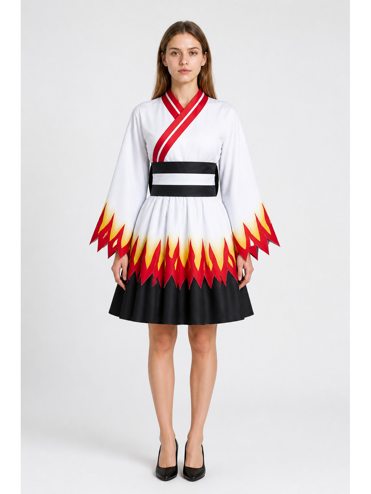 Kimono-Style Dress with Flame Print for Cosplay main product view