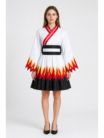 Kimono-Style Dress with Flame Print for Cosplay main product view