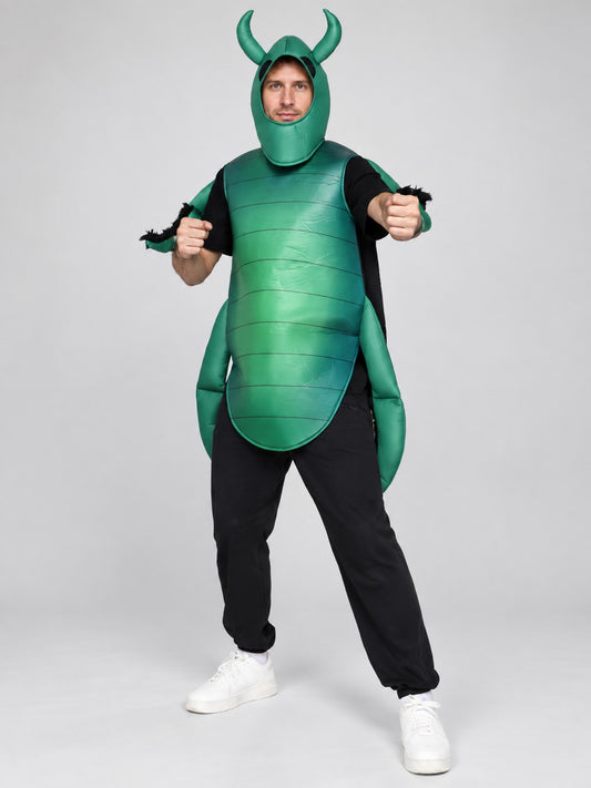 Green and black insect carnival costume with antennae