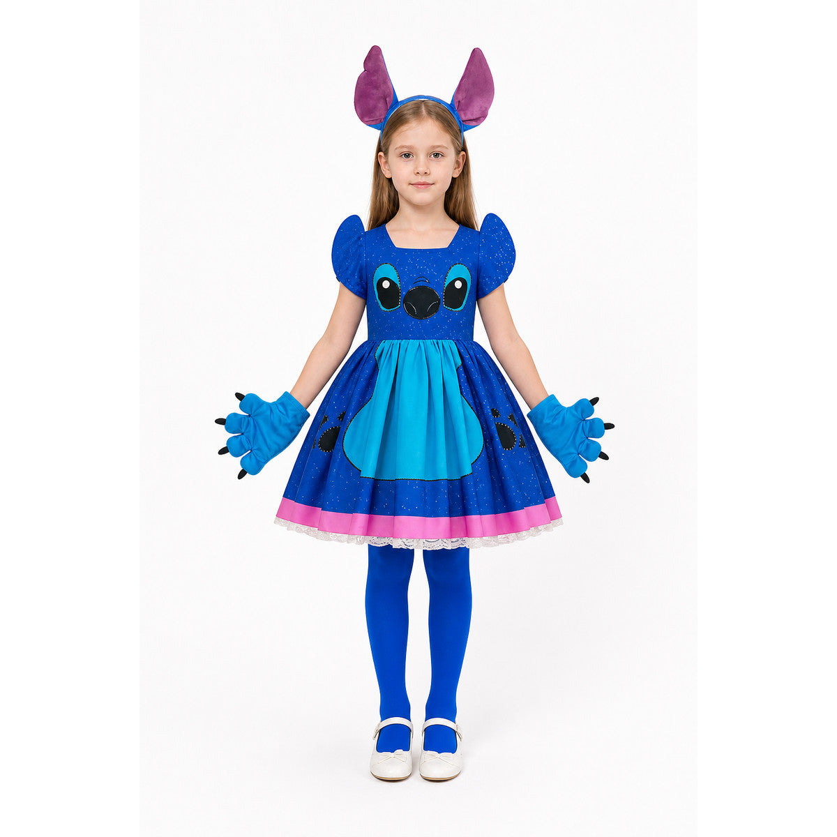 Children’s Stitch Costume with Blue Dress and Ears main product view