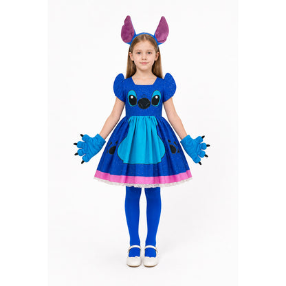 Children’s Stitch Costume with Blue Dress and Ears main product view