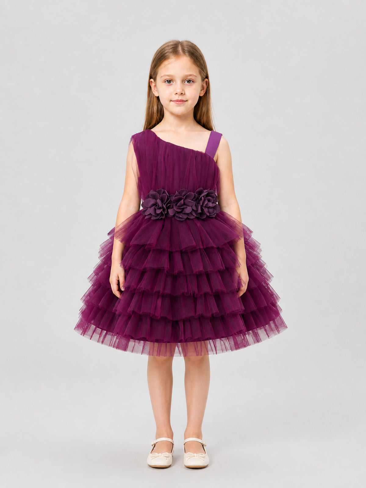 Full Tulle Skirt Christening Dress on-model view