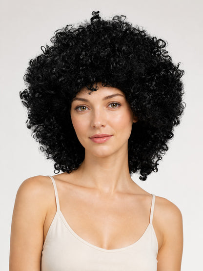 Black Voluminous Curly Costume Wig main product view