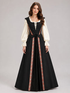 Medieval Retro-Style Lace-Up Dress