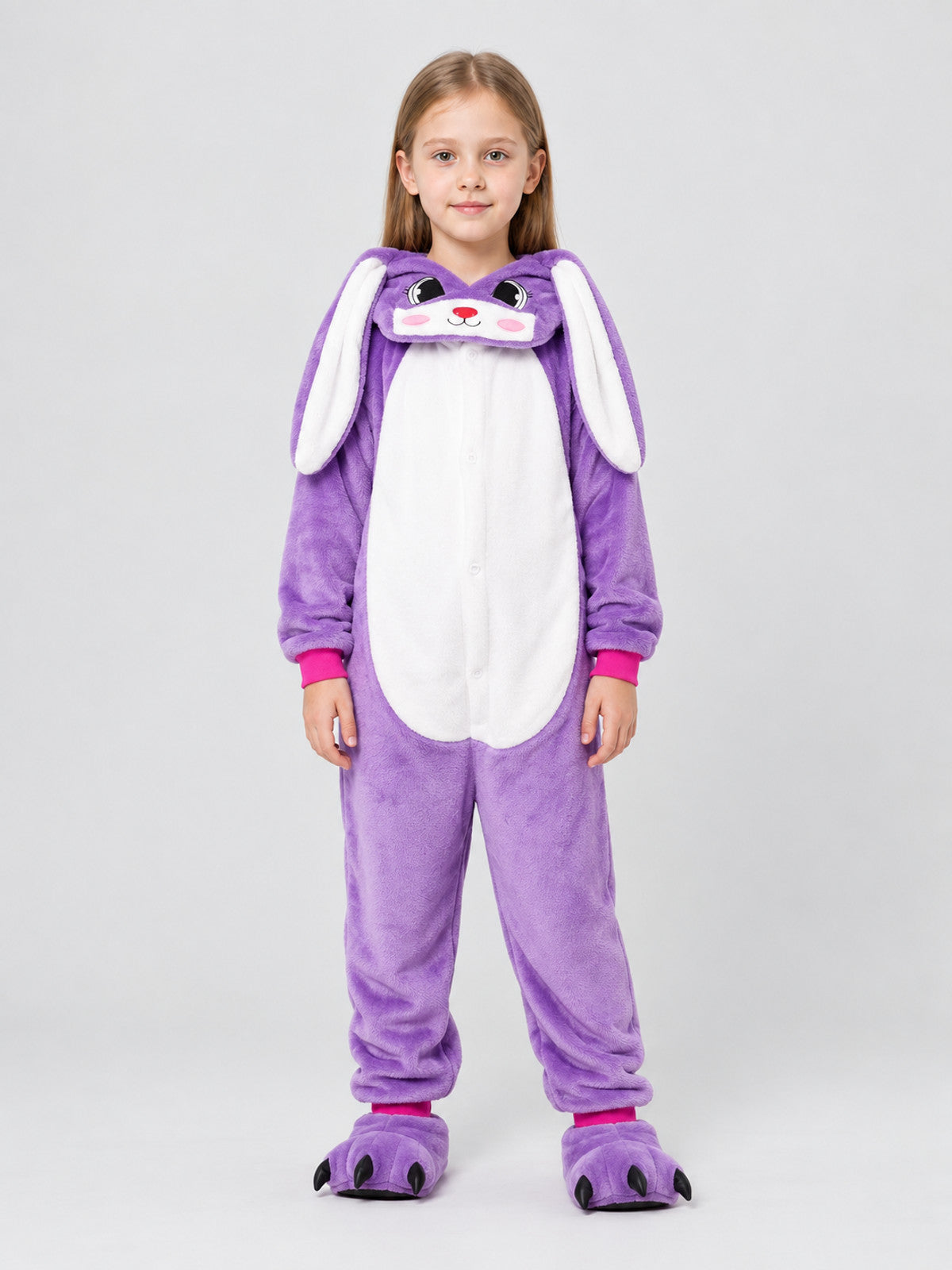 Kids' One-Piece Pajama with Bunny Ears, Purple