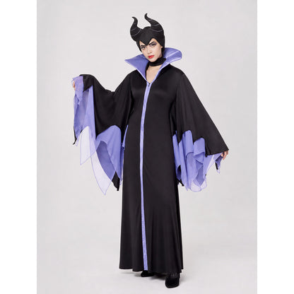 Black and Purple Wide-Sleeve Robe Costume